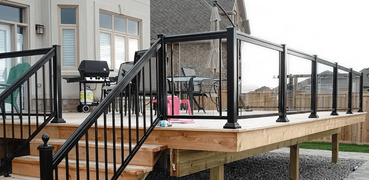 Handrail installation on a deck staircase for safety and code compliance in Clearwater, FL